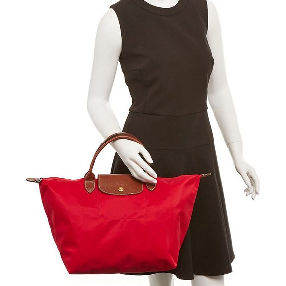 NWT LONGCHAMP Le Pliage Type M Medium Short Handle Tote GARANCE RED AUTHENTIC - Picture 2 of 11